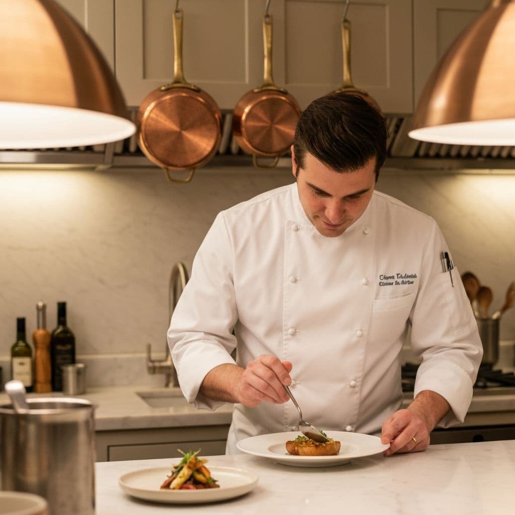 Private chef preparing an elegant dish