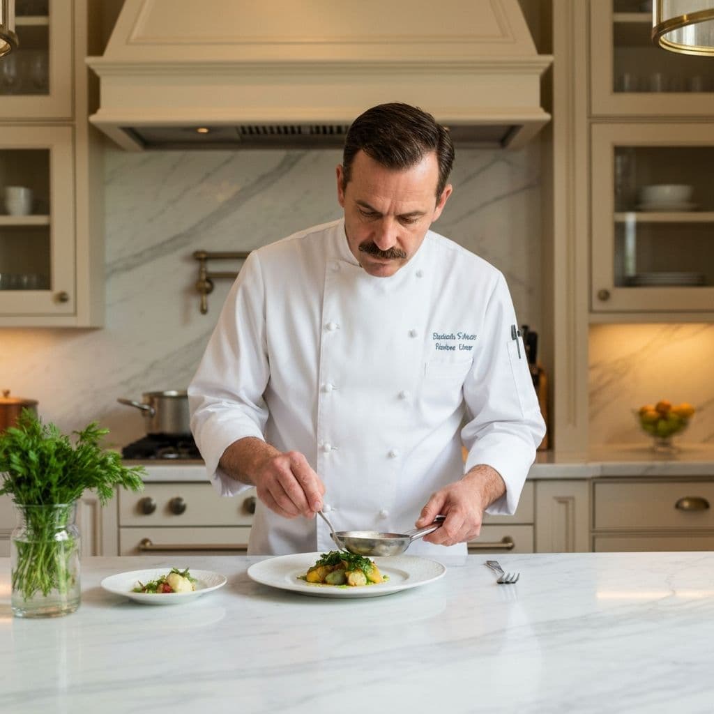 Private chef preparing an elegant healthy dish