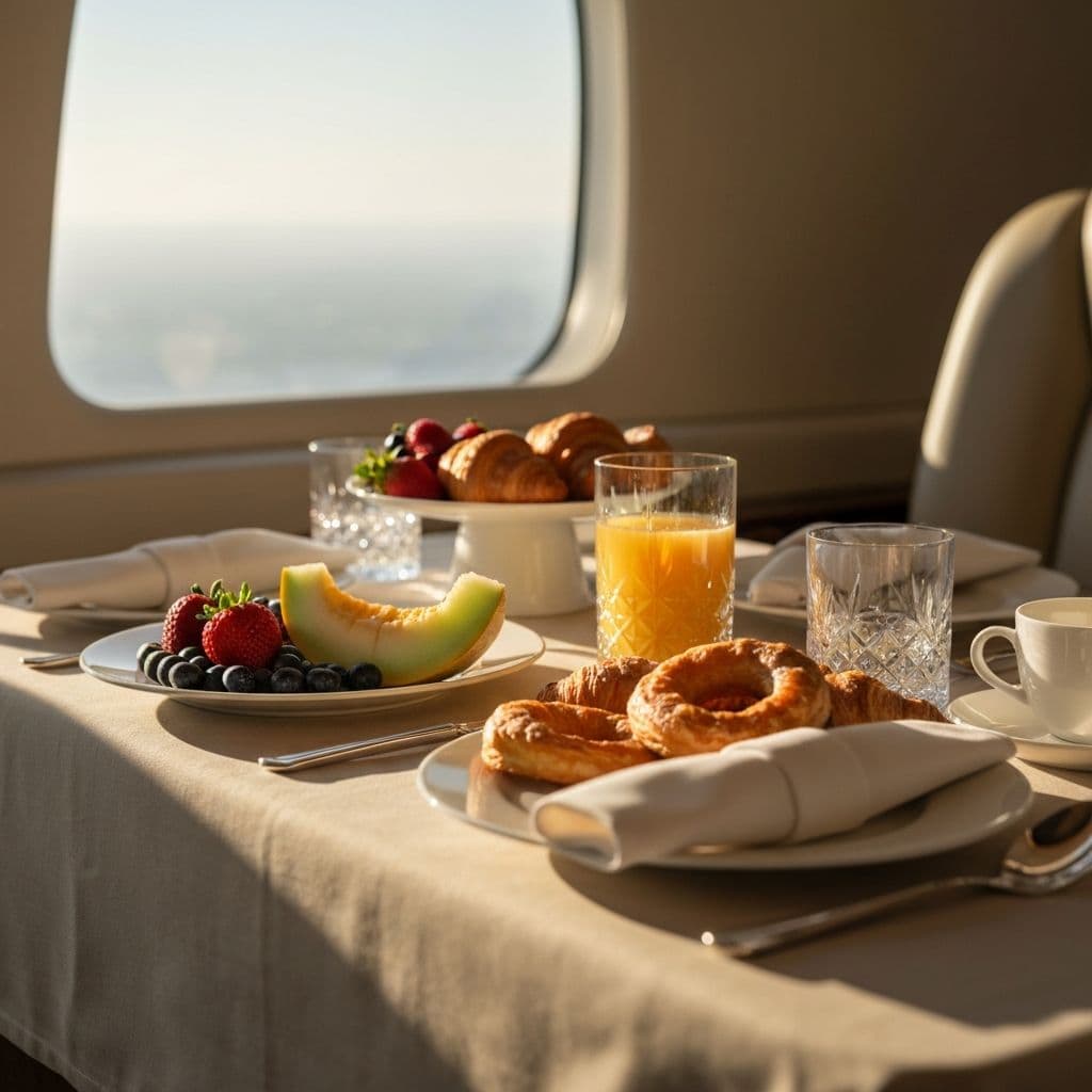 Luxury breakfast spread with panoramic views